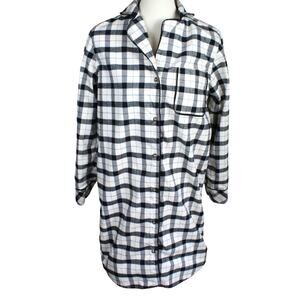 Filson Plaid Flannel Pajama Shirt Womens Medium Black Cream Button Up Cotton
